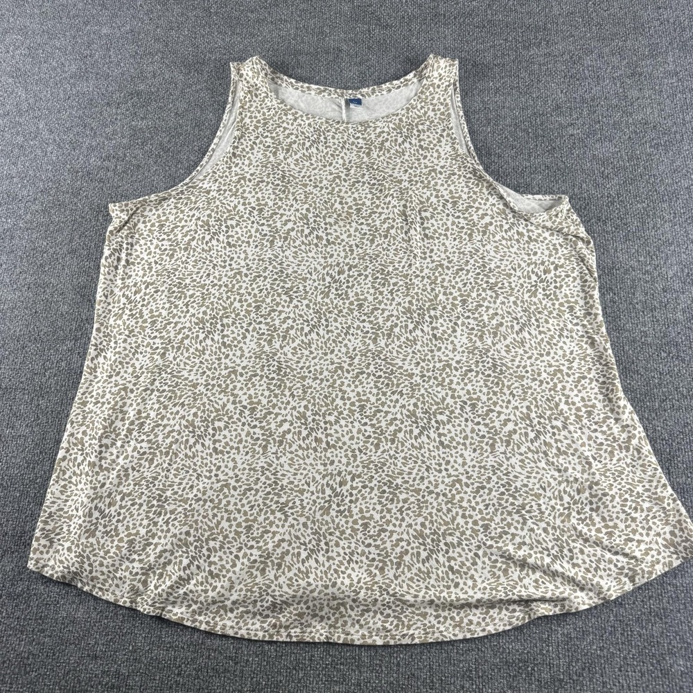 Old Navy Luxe Tank Top Womens Plus 4X Beige Animal Print Scoop Neck Jersey